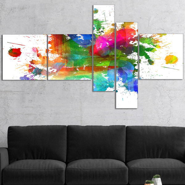 East Urban Home Splashes Of Colors Wrapped Canvas MultiPiece Image